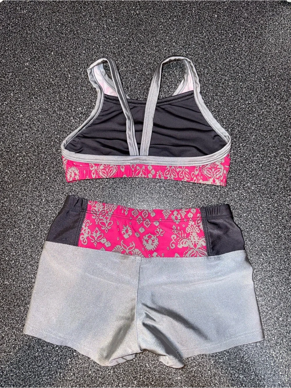 Sweet Sodypop Dance Set 2 Piece Size Child Medium Gray and Pink Made in USA!